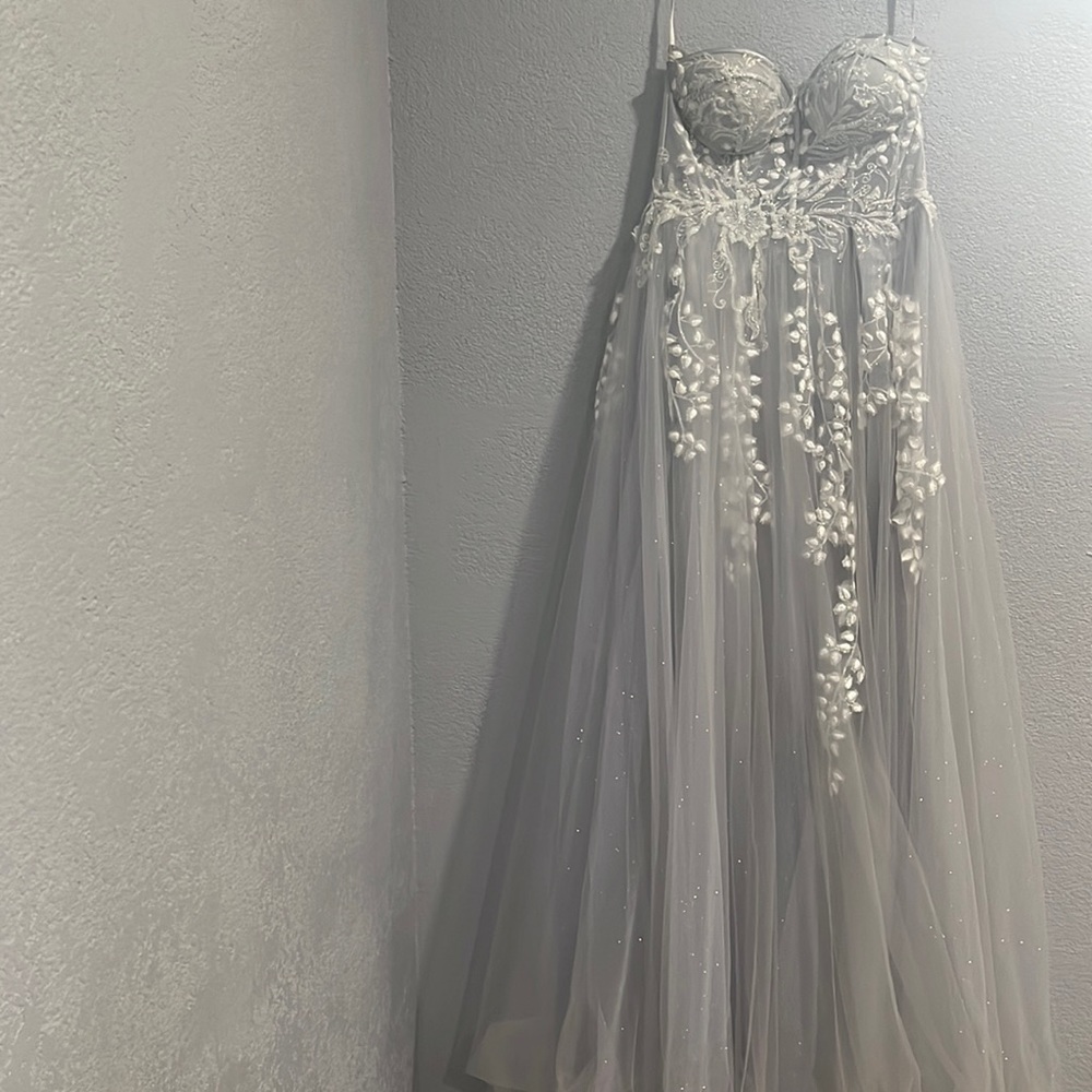 Beautiful icy blue prom dress.